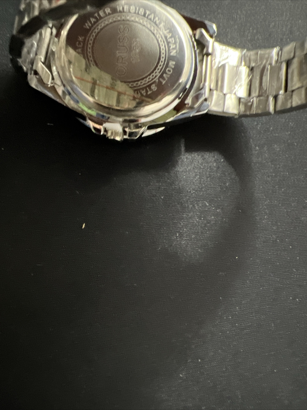 Mens Oruss 1853 Round Silver Tone Black Dial Bezel Date Analog Quartz Watch