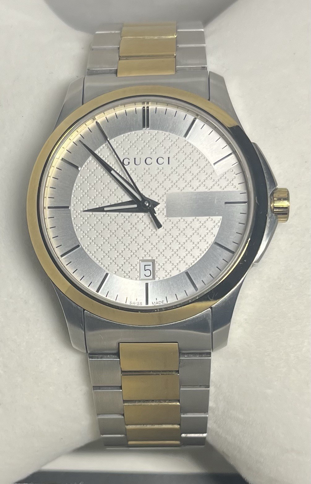 Gucci G Timeless Men’s Watch-YA126450-two tone-stainless steel-38mm-