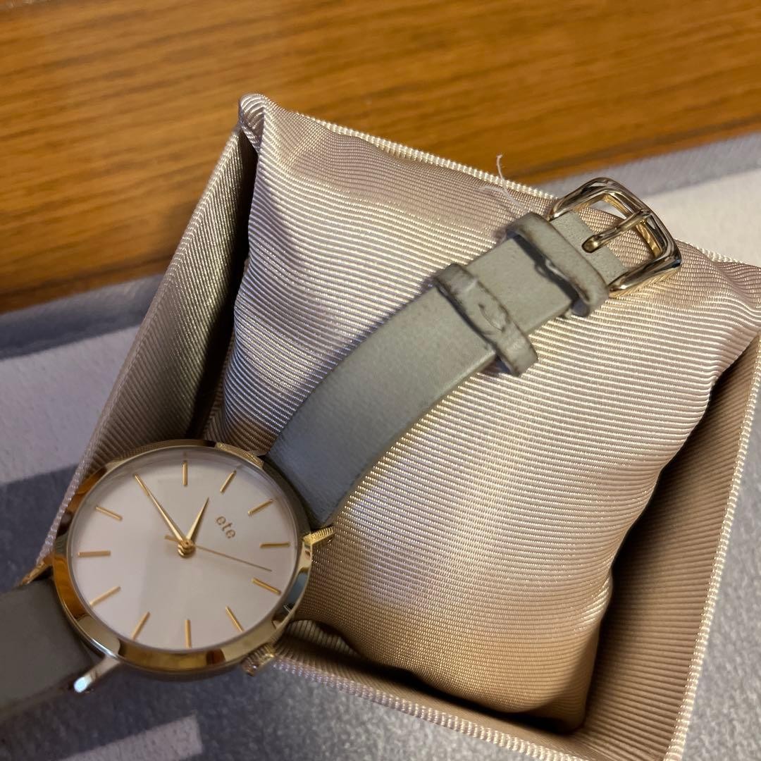 Ete Watch Silver Dial Gray Leather Band Classic Elegant Design with Box