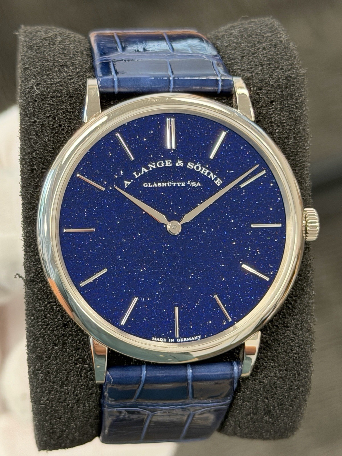 2020 A. Lange Saxonia Thin Aventurine Blue White Gold 205.086 Watch Box Papers