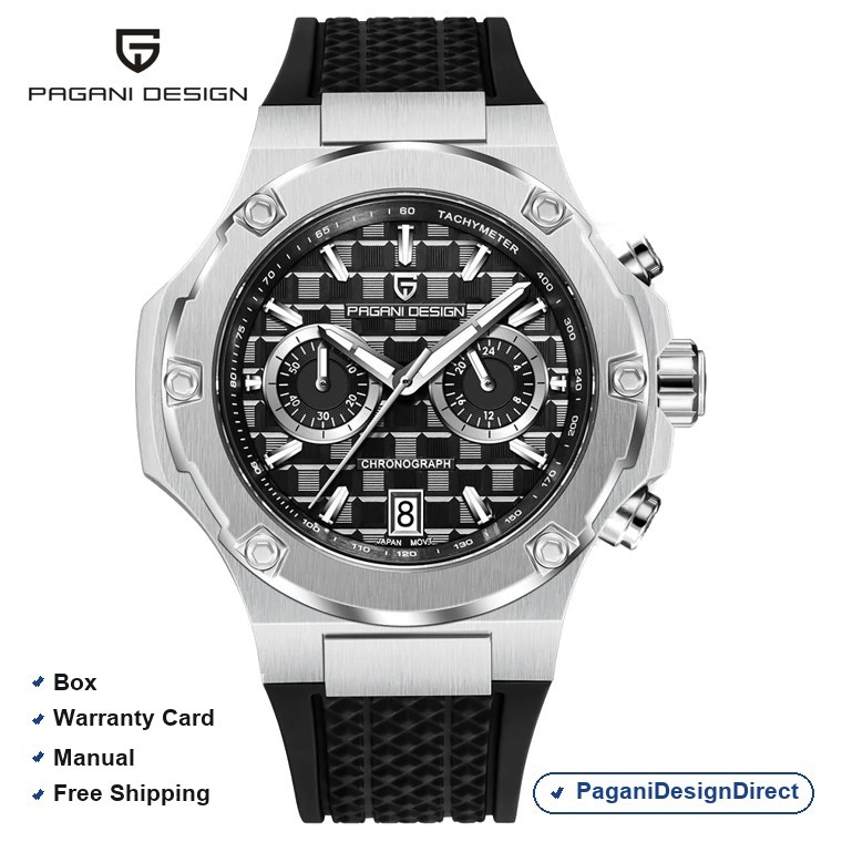 Pagani Design PD-YS032 Tape Silver Black Chronograph Stainless Steel Men’s Watch