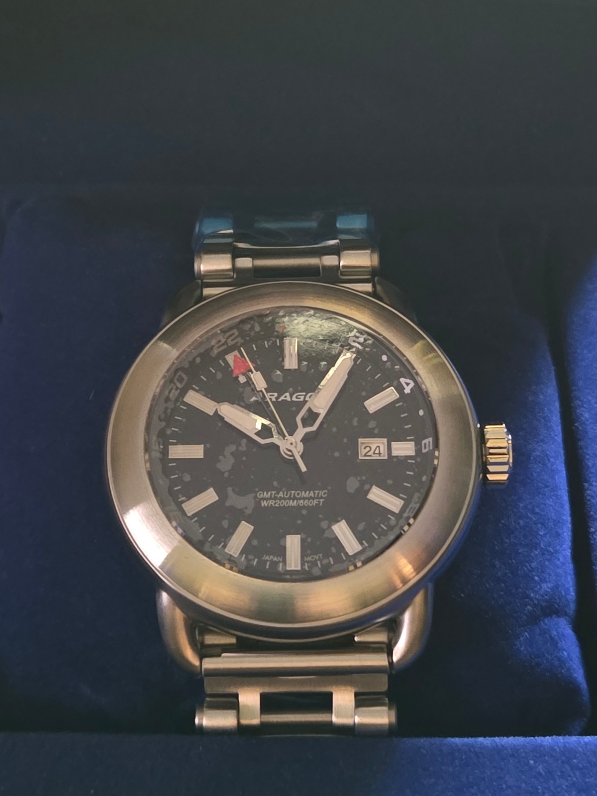 ARAGON Millipede Bracelet 24 Jewel GMT Automatic Watch 50mm