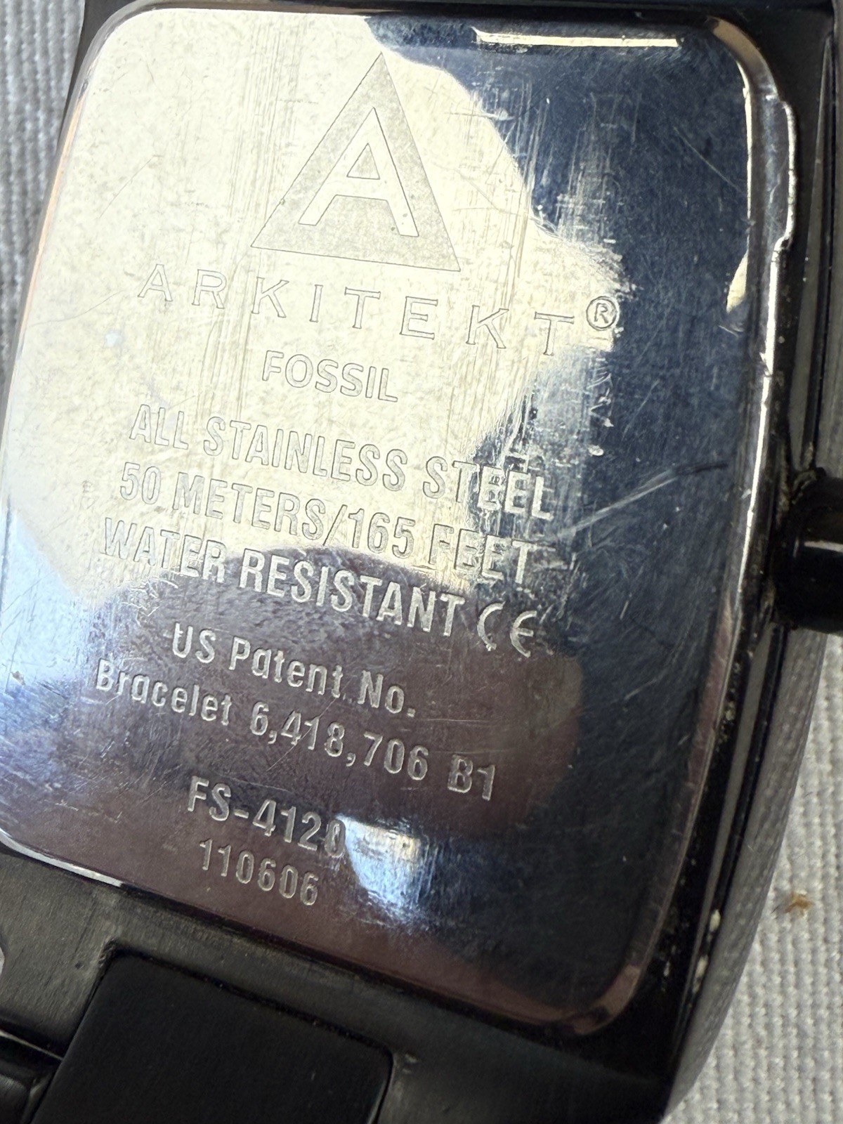 FOSSIL ARKITEKT Watch Men FS-4120 Black Tank Date Stainless NEW BATTERY