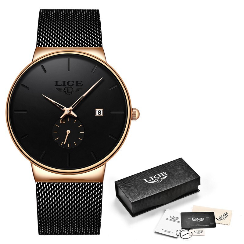 Men’s Watch Quartz Analog Calendar 3ATM Waterproof Business Man Daily Wristwatch