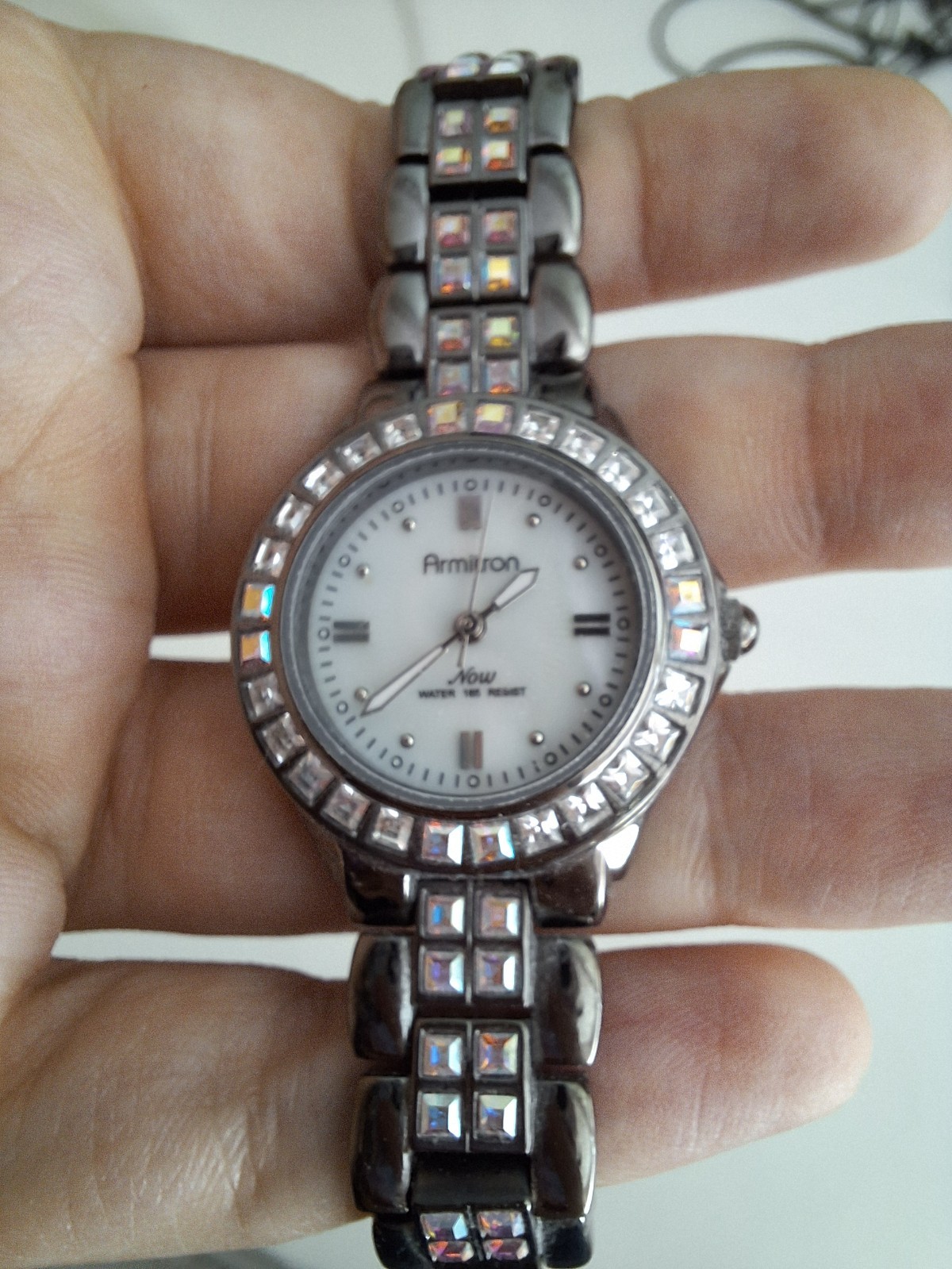 Armitron Now Women’s Rhinestone Crystal Bracelet Watch 75/3535 Silver Tone