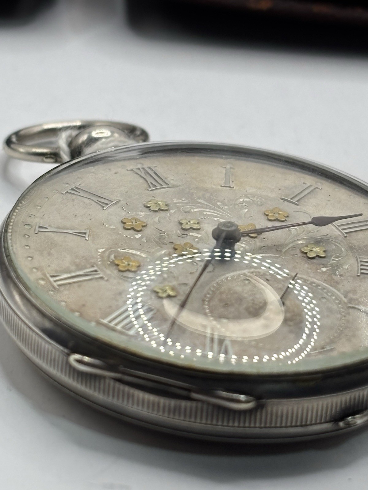 Antique Sandoz & Son Paris Silver Cylinder Key Wind Pocket Watch Fancy Dial