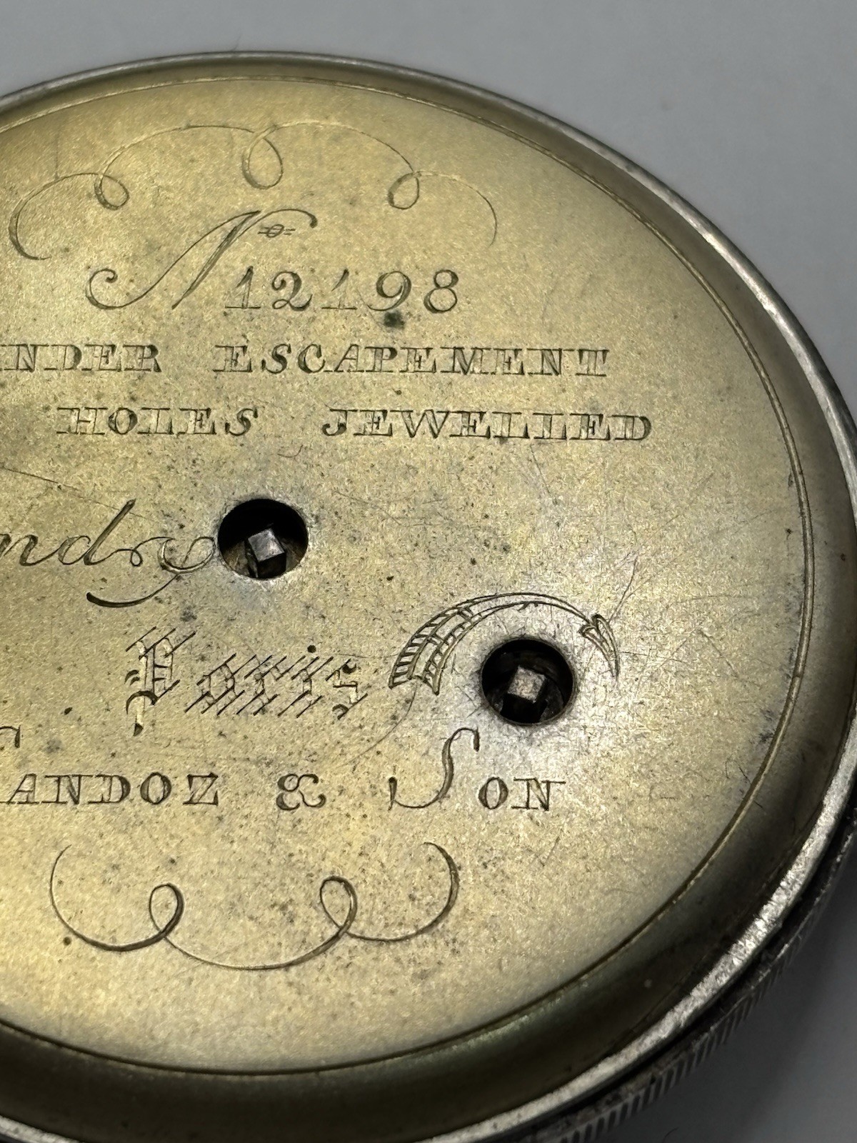 Antique Sandoz & Son Paris Silver Cylinder Key Wind Pocket Watch Fancy Dial
