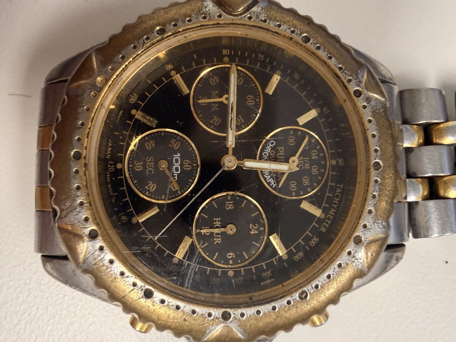 Pulsar 7T92-0CZ0 Quartz Chronograph Watch Runs Setting Issue Parts Repair