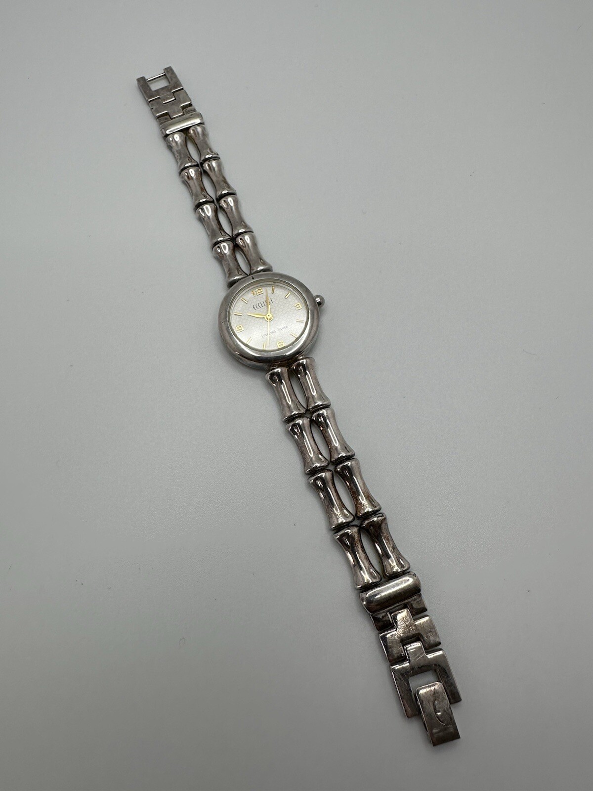 ECCLISSI Sterling Silver Bamboo Woman’s Watch 7.25” Needs New 377 Battery JB19