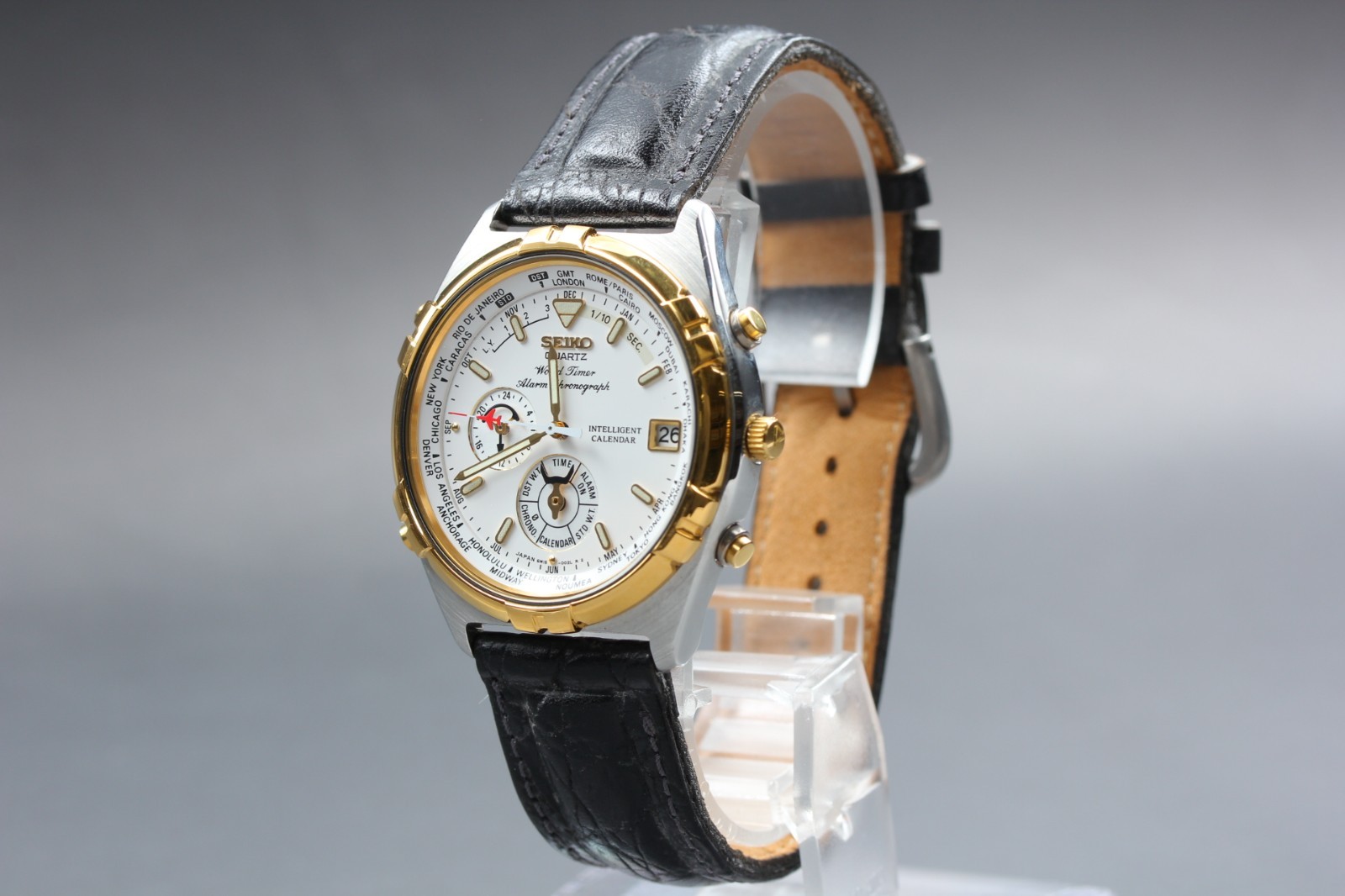 [MINT w/ Case] SEIKO World Timer Alarm Chronograph 6M15-0020 39mm QZ Men’s Watch