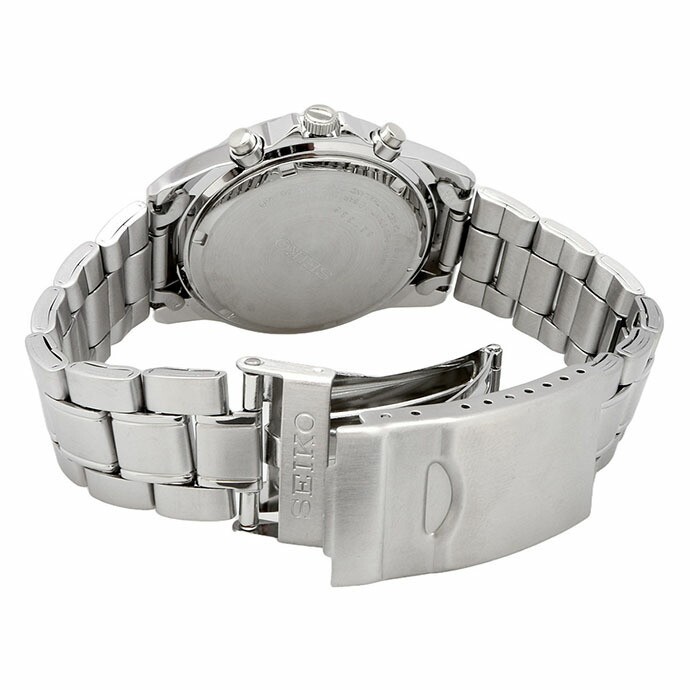 SEIKO Chronograph SND367PC Black Silver Men’s Watch New in Box