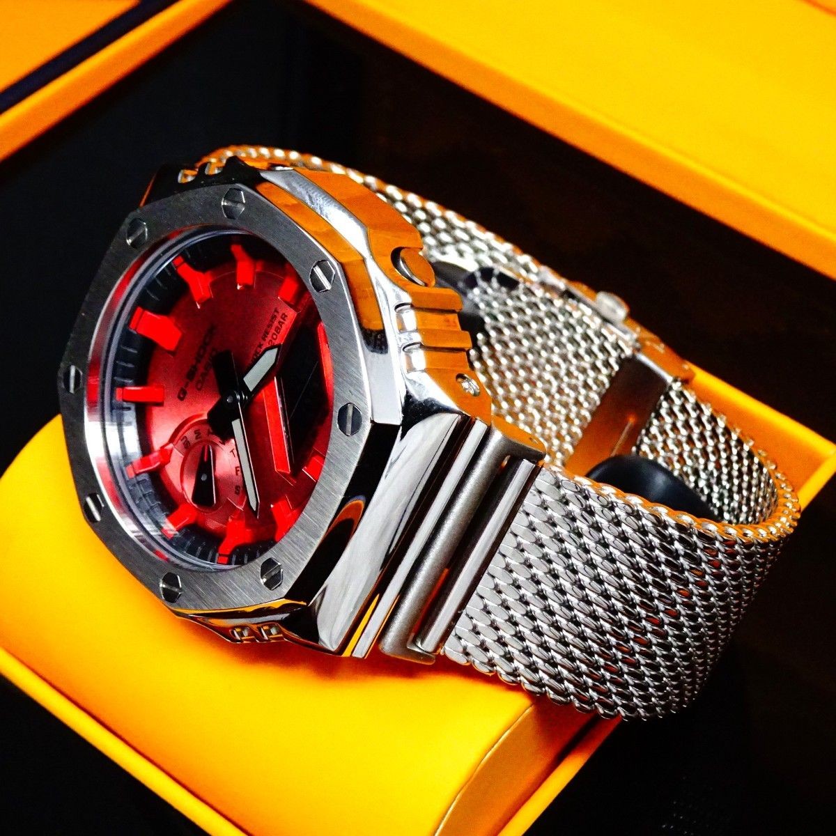 CASIO G-SHOCK GA2100RRB-4A Custom with stainless steel belt New Japan