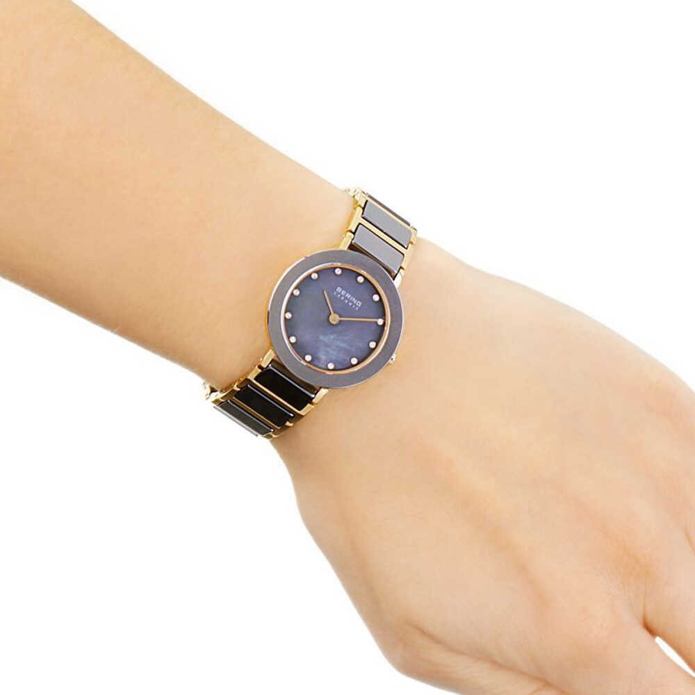 Bering Time Ceramic Rosegold Stainless Steel Case & Strap Women Watch. 11429-769