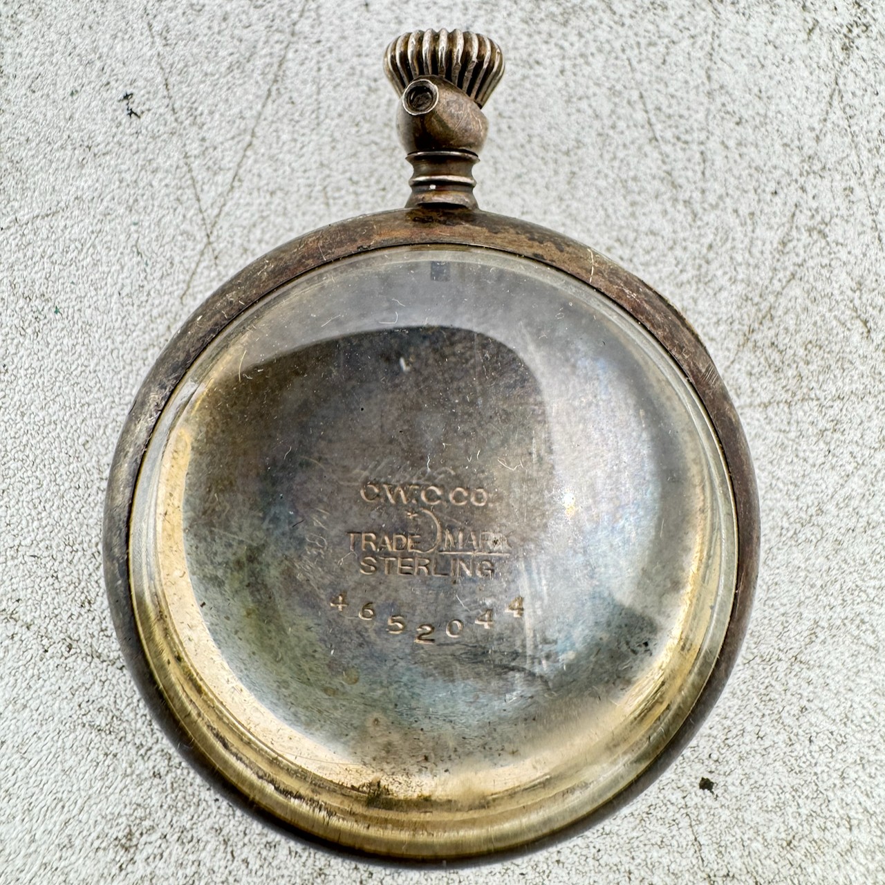 Antique 4/0s Crescent Open Face Pocket Watch Case Sterling Silver Hinge Back USA