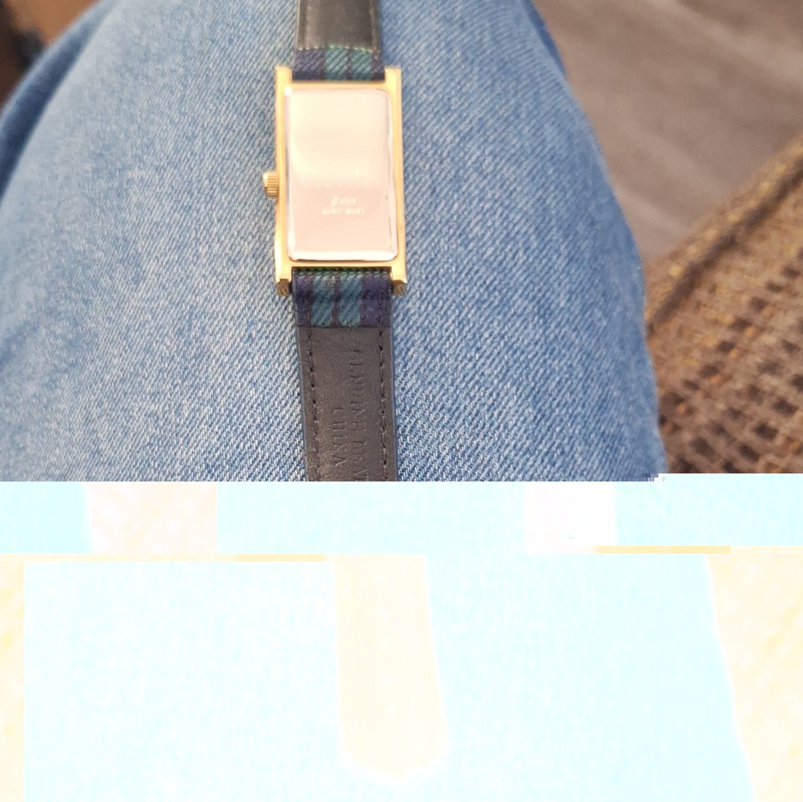 Joan Rivers Classics Women’s Quartz Rectangle Watch Gold Tone Blue/Green Strap
