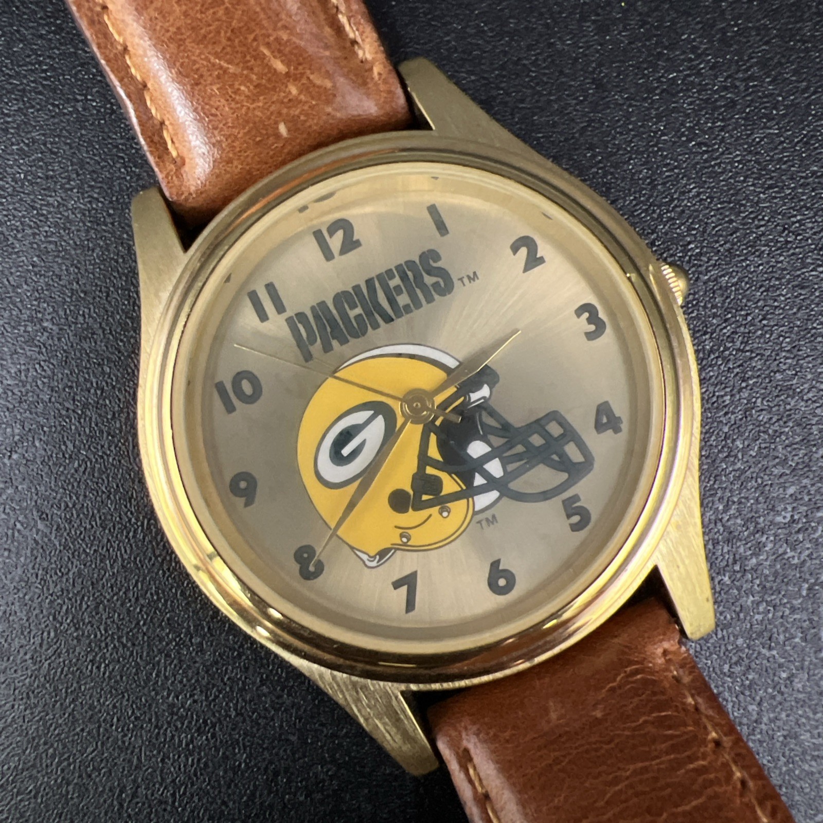 Green Bay Packers 9.5” Watch 1996 Fantasma Watch Leather Band Japan Movement