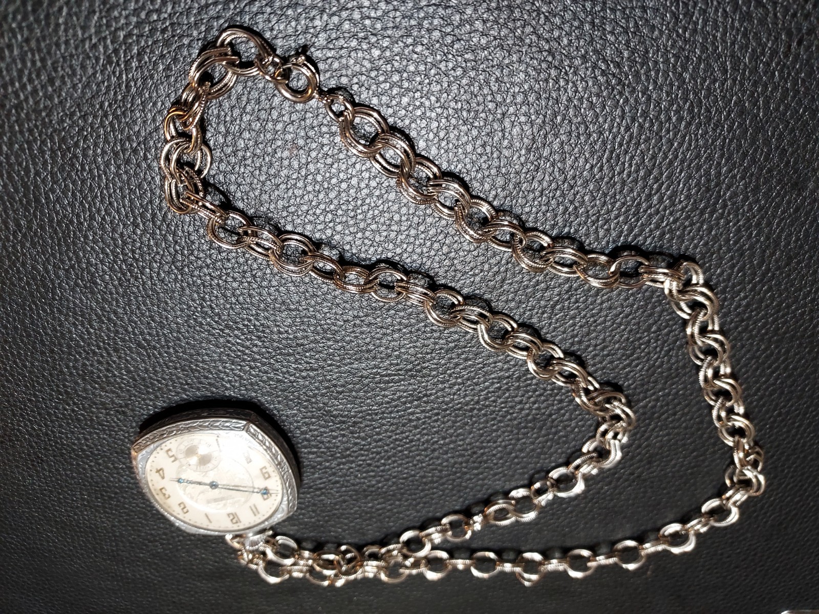 Vintage Art Deco Windsor Emblem Pocket Watch Jagot Swiss 6J Ticks Chain RUNS
