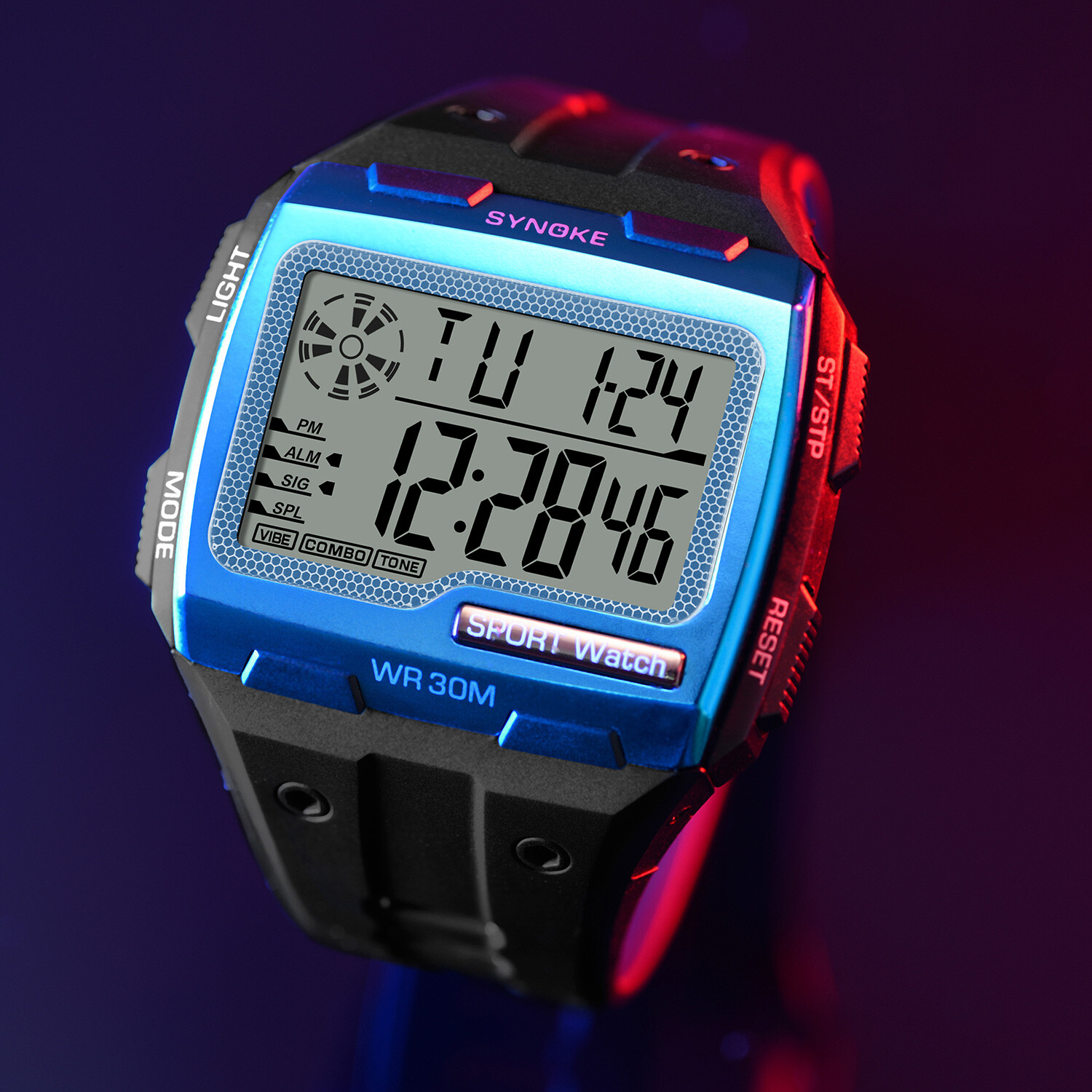 Mens Waterproof Watch Multifunctional Large Screen LED Display Sports Watch Gift