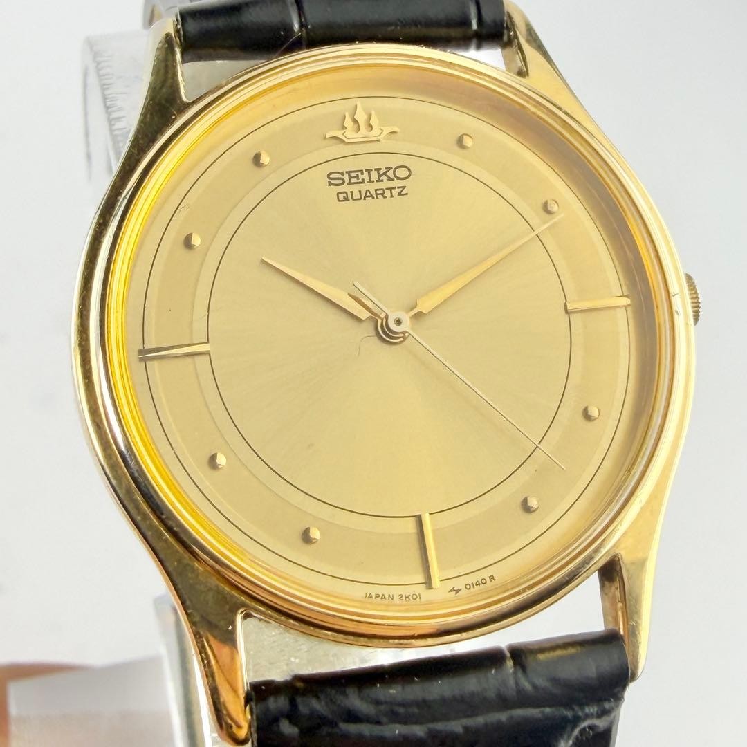 Seiko 2K01-0010 Gold Trident Quartz Men’s Watch 31.8mm Vintage Condition