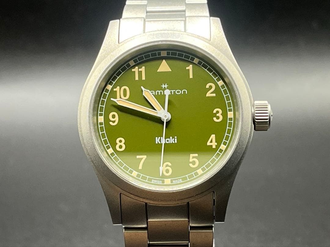 Hamilton Khaki Olive Green Dial Military Watch H694010 Used