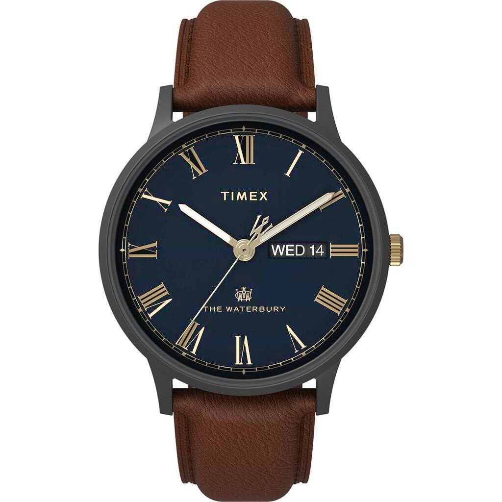 Mens Wristwatch TIMEX WATERBURY TW2U88500 Leather Brown Blue