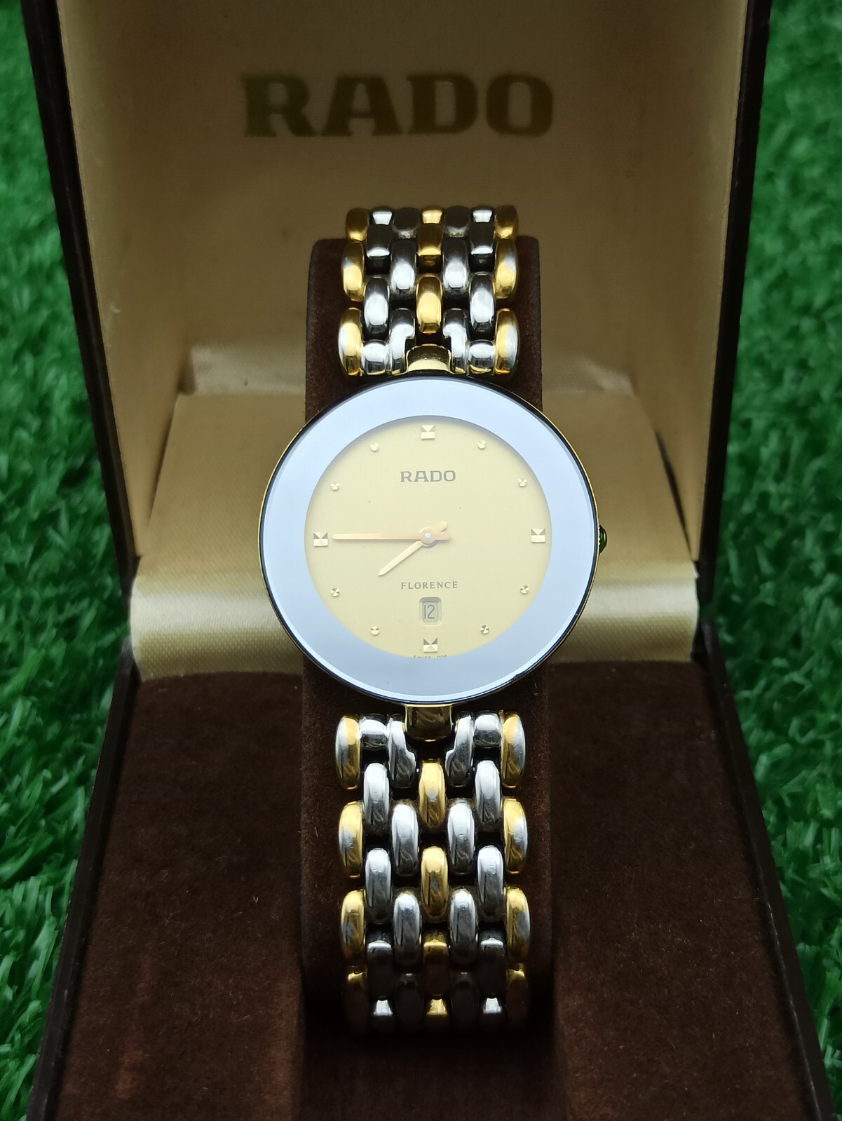 Iconic Model Rado Florence Classic Watch & Half-Gold Swiss Movement 80s Quartz