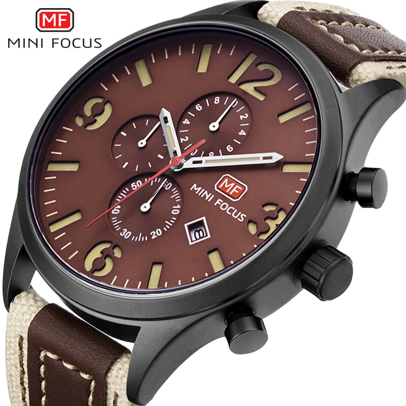 Mini focus Men Watch Quartz Sports Watches Male Nylon Strap Military Wrist Watch