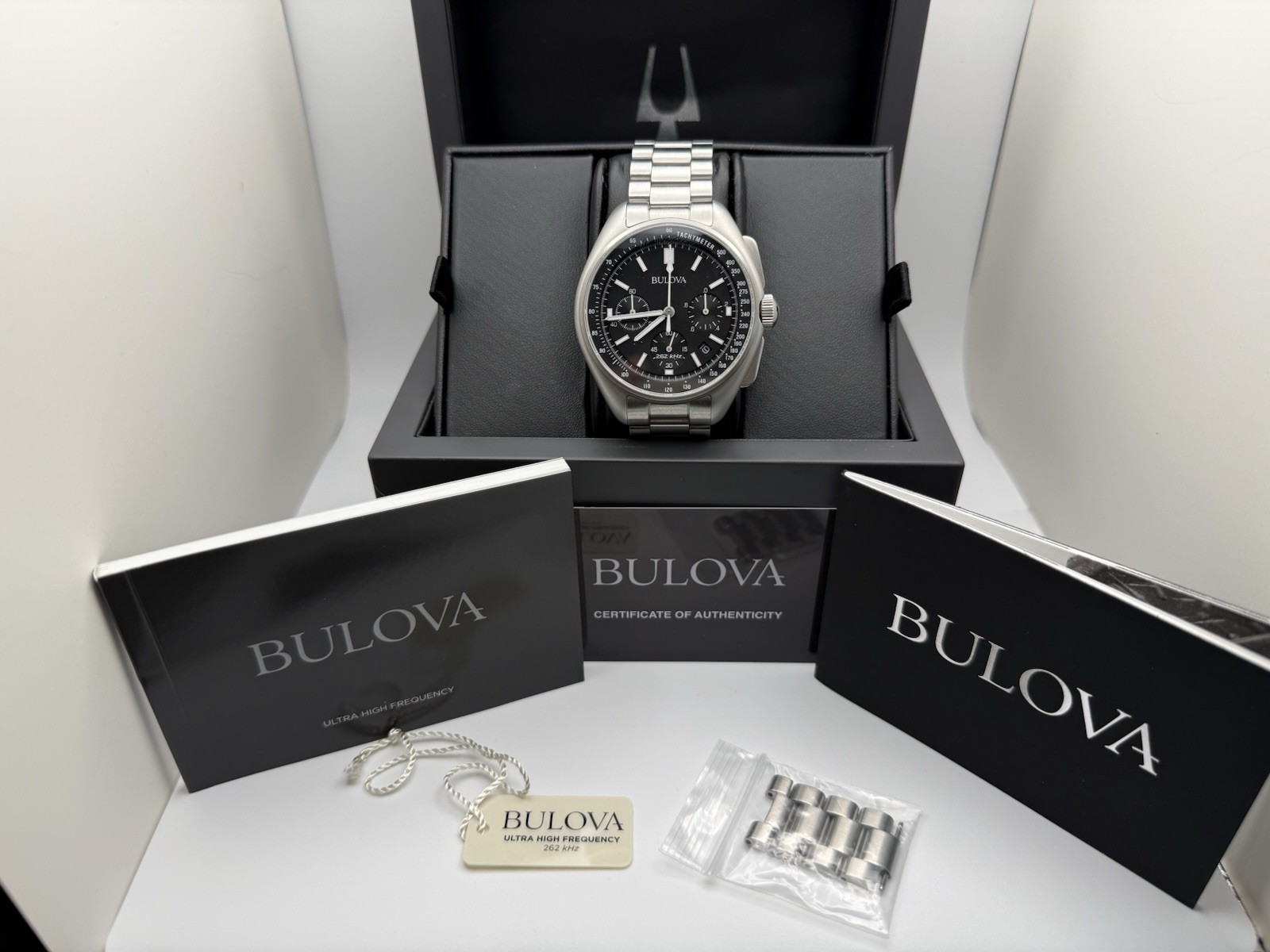 Bulova Lunar Pilot Apollo 15 50th Anniversary 96B258 Titanium Full Set Mint