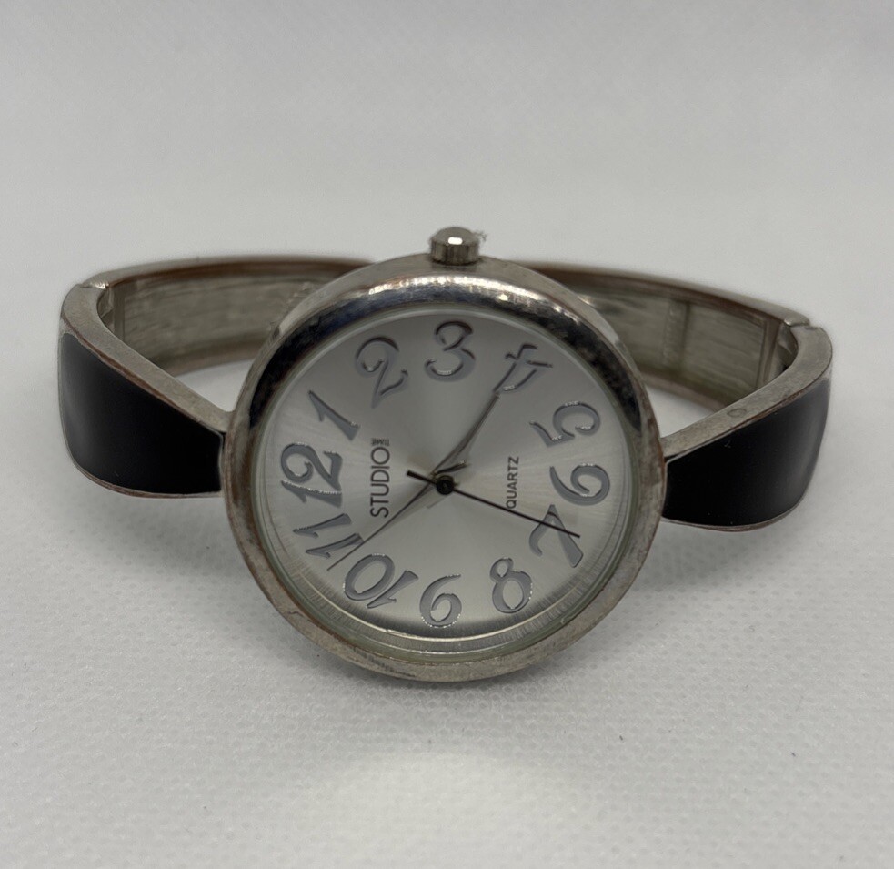 Watch Bracelet Studio Time Women’s VTG Silver & Black Jewelry Accessories