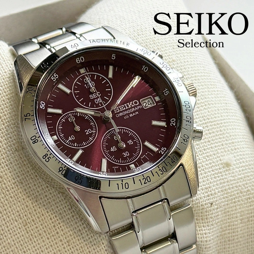 SEIKO SPIRIT SBTQ045 Watch Chronograph RED Quartz New Japan
