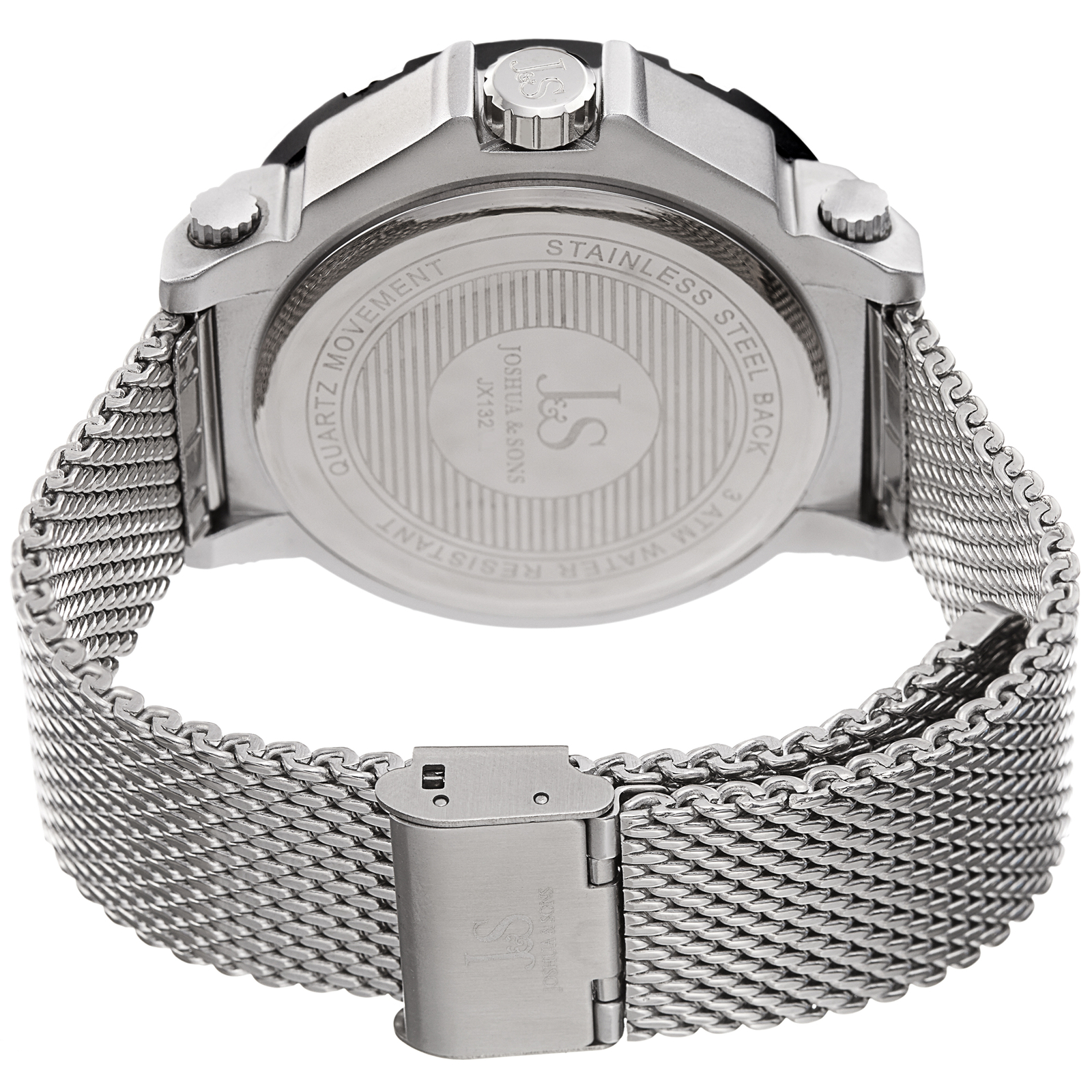 Joshua & Sons JX132RD Multifunction Black Dual Date Wheel Stainless Steel Watch