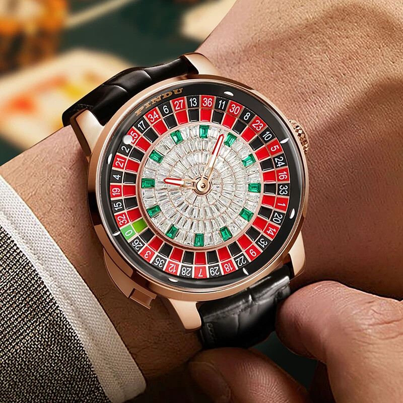 PINDU Men’s Watch European Button Roulette NH35A Automatic Casino Watch P6628