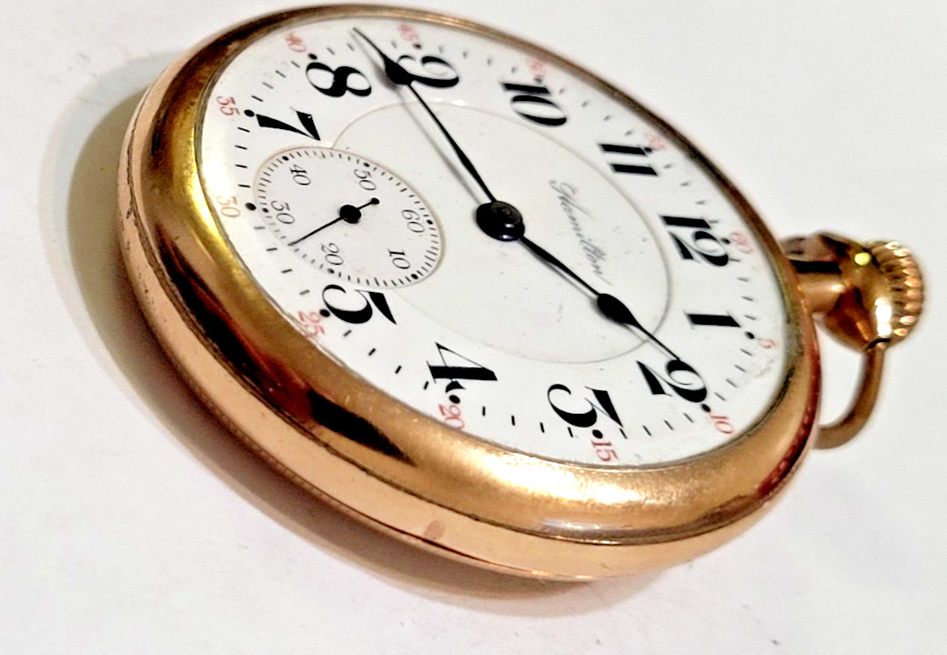 Antique 1917 Hamilton Railroad Grade 16s 21 Jewels GF Case Pocket Watch.