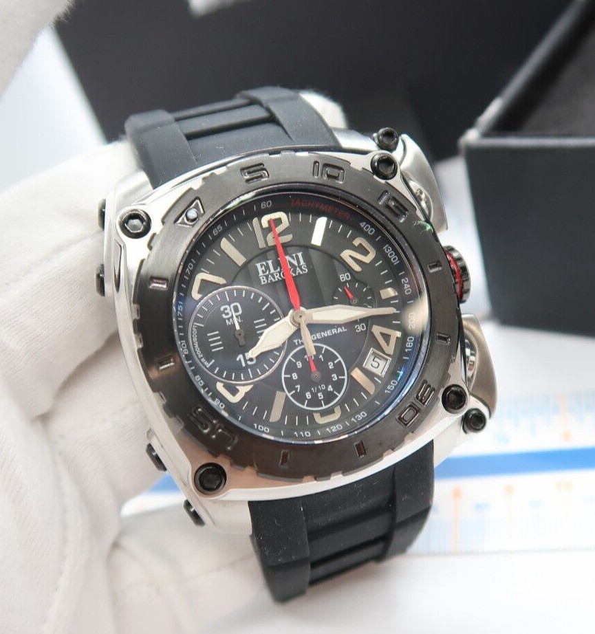 ELINI BAROKAS, 660ft “The General” CHRONO w/Box, BIG MENS DIVE WATCH,MIB R23-18