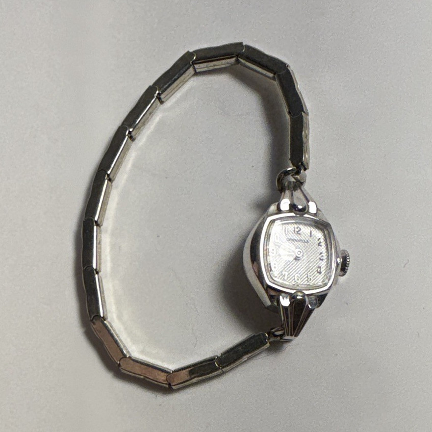 Caravelle Women’s Vintage Manual Wind Analog Silver Arabic Bracelet