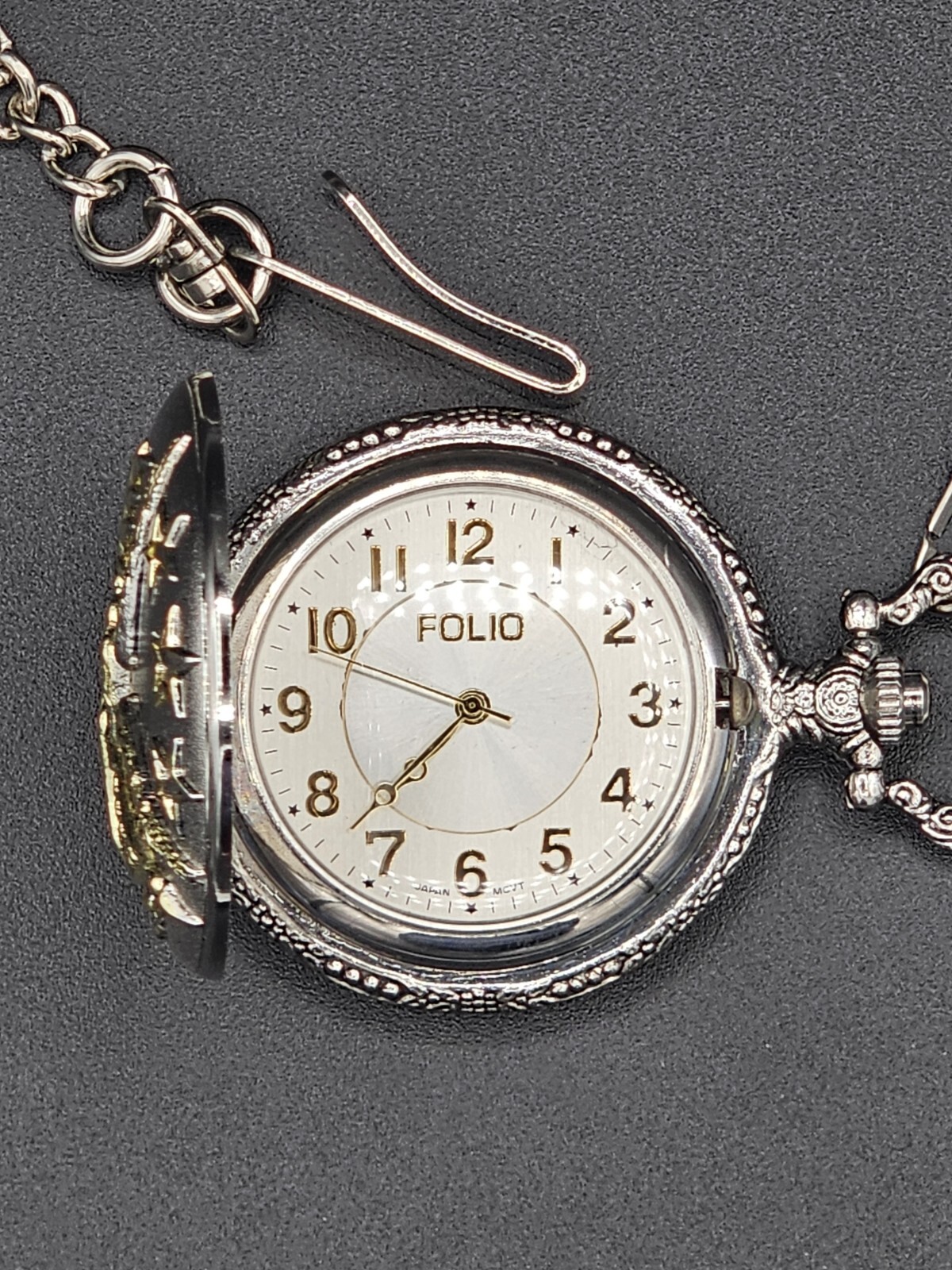 Folio Pocket Watch American Eagle Gold and Silver Toned