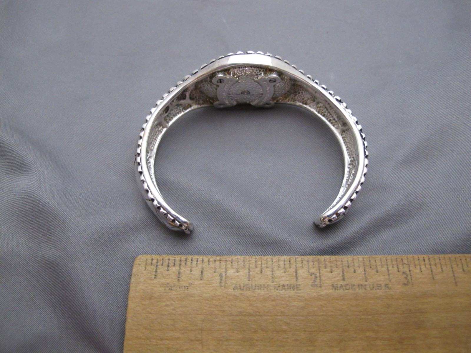 Ladies ECCLISSI 31000 Sterling Silver CUFF WATCH w/BOX-ALLIGATOR SKIN Pattern