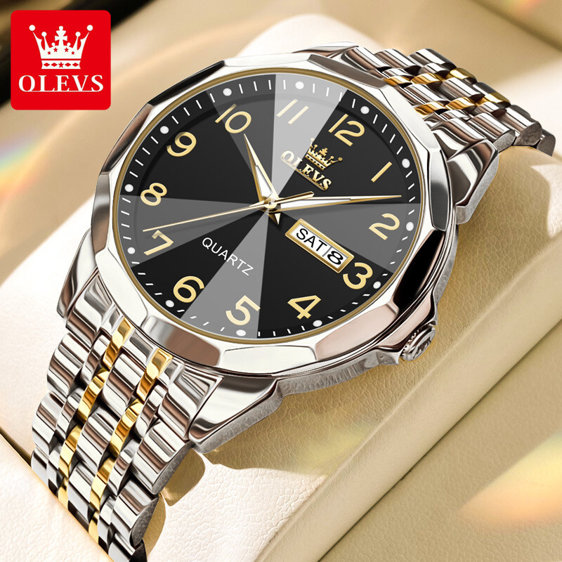 OLEVS Luxury Men’s Quartz Watch Business 3 Bar Luminous Stainless Steel Watch