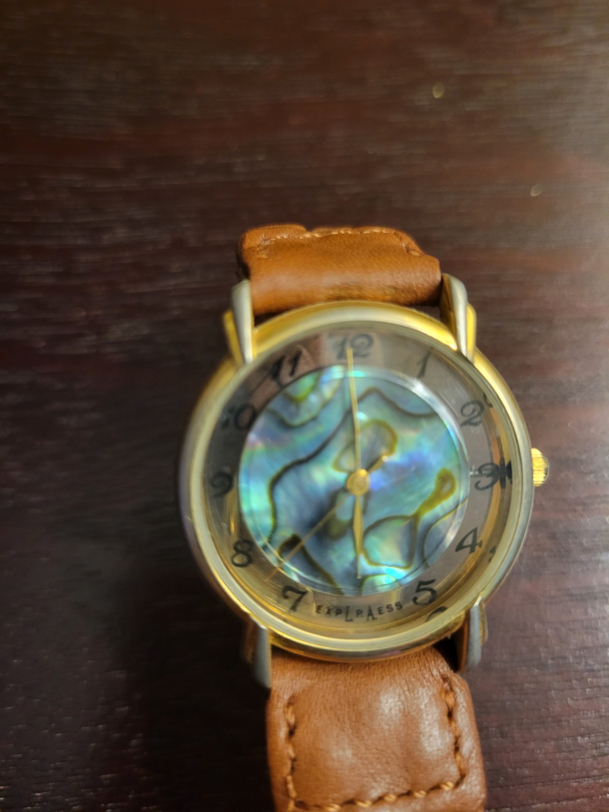 Vintage Ladies L.A. Express Abalone See Through/Brown Leather Braided Band ??