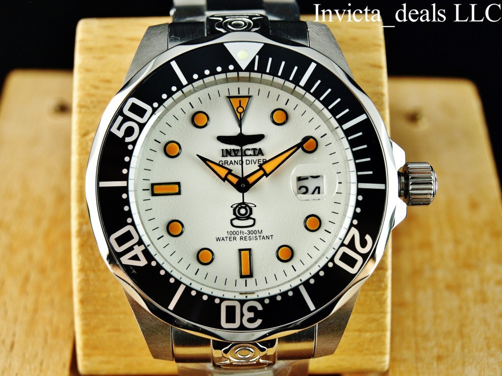 Invicta Men’s 47mm GRAND DIVER AUTOMATIC NH35A FULL LUME Dial Silver Tone Watch