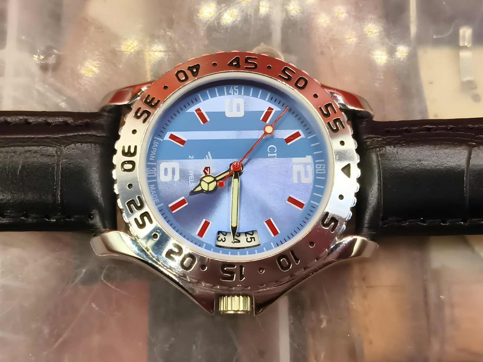 Automatic 8200 21Jewels Restored Blue Dial Date Mens Watch Vintage 45
