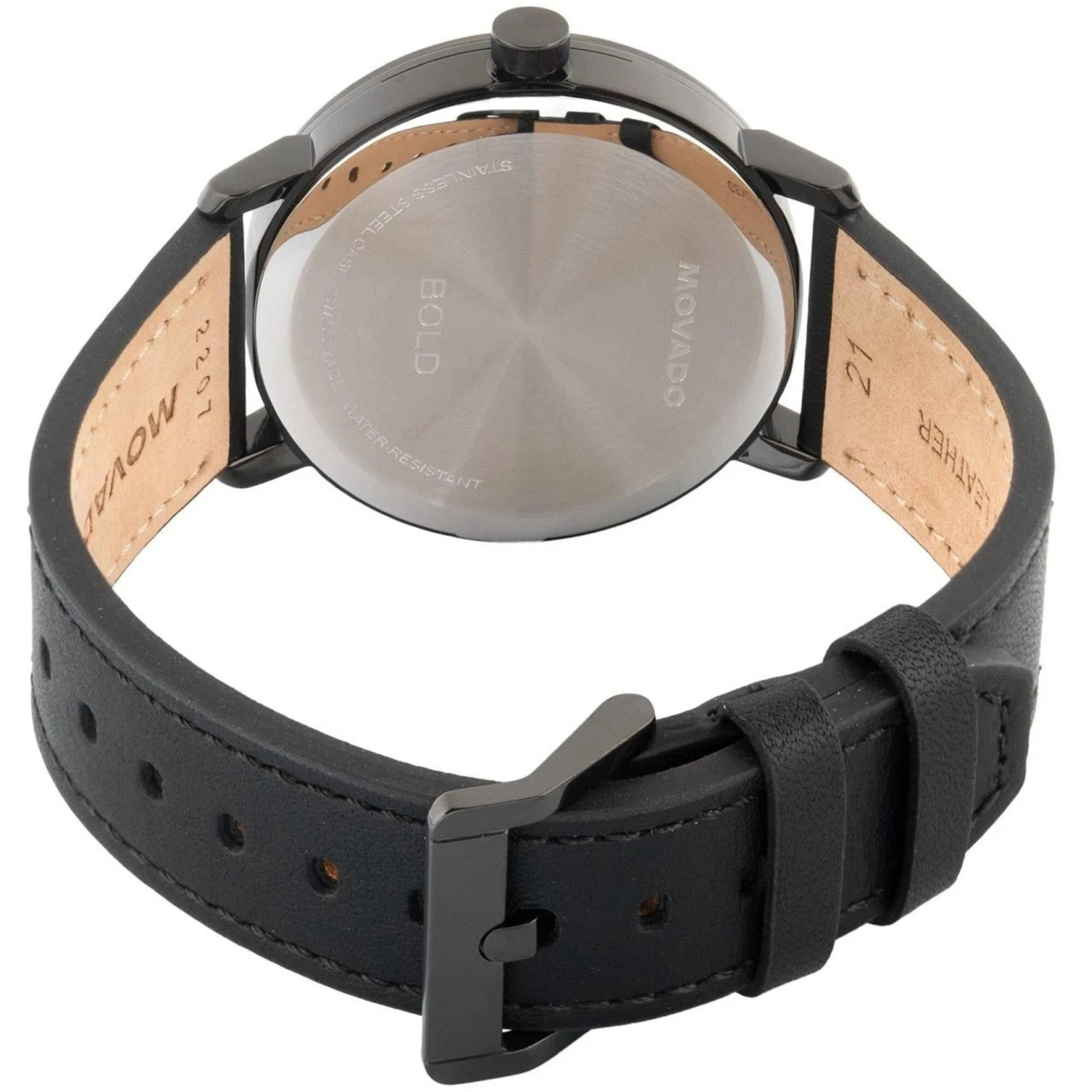 Movado Men’s Bold Evolution 2.0 Blue Dial Black Leather Strap Watch 3601227