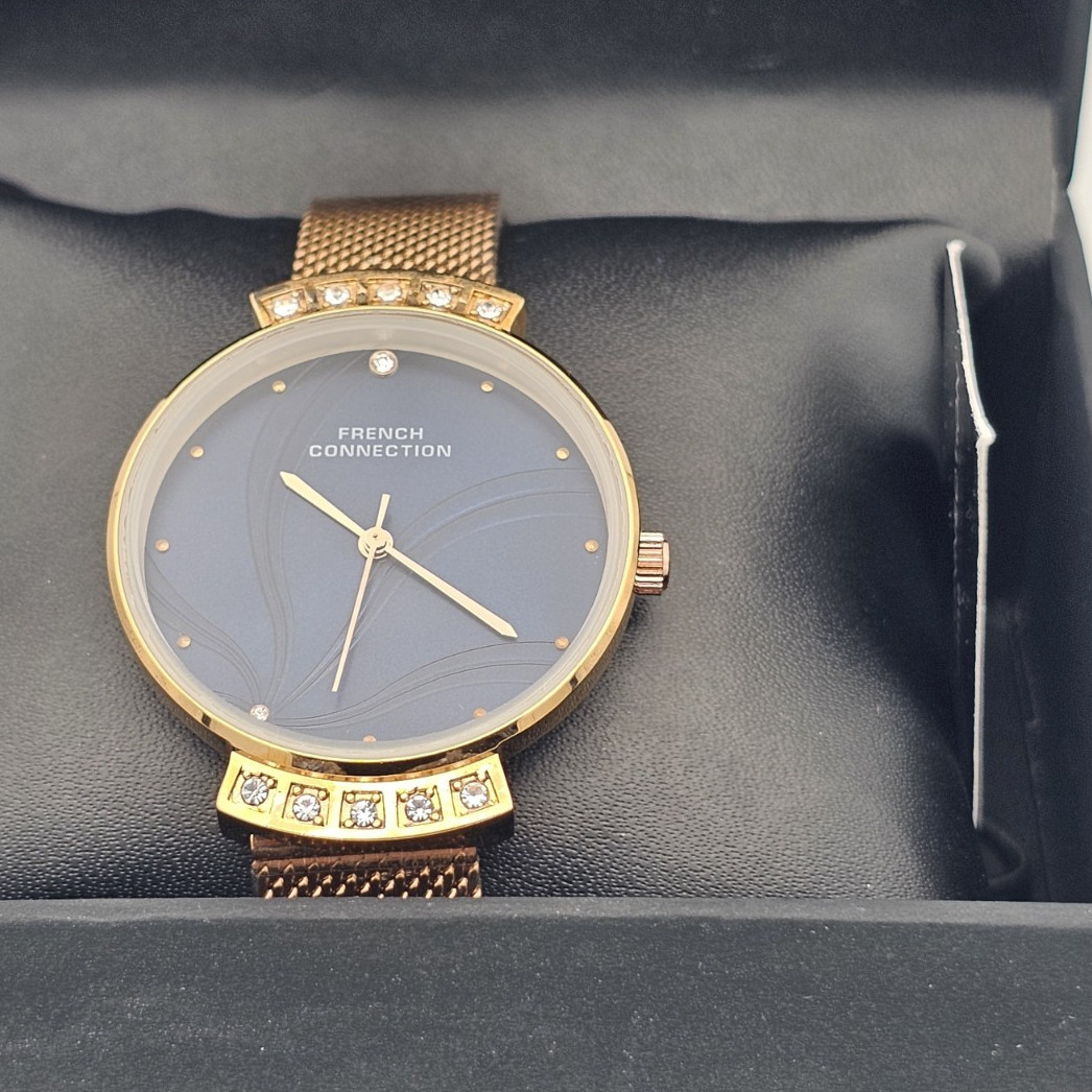 French Connection Women’s Quartz Analog FCN0032A Black Dial Gold Mesh 32mm