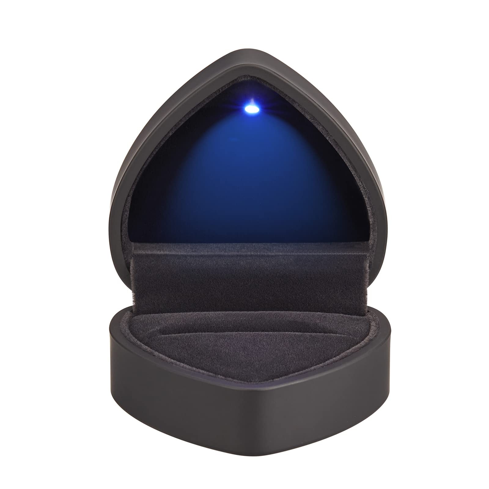 LETURE Heart Shaped Ring Gift Box with LED Light, Velvet Earrings Jewelry Case w
