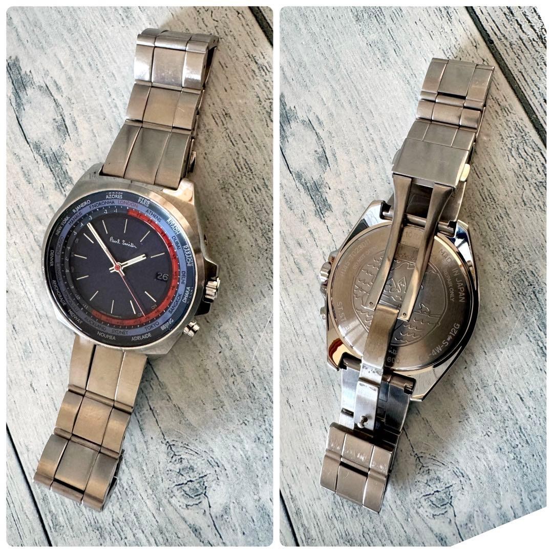 Paul Smith World Time Closed Eyes Solar Radio Watch Blue Silver 4 2 cm