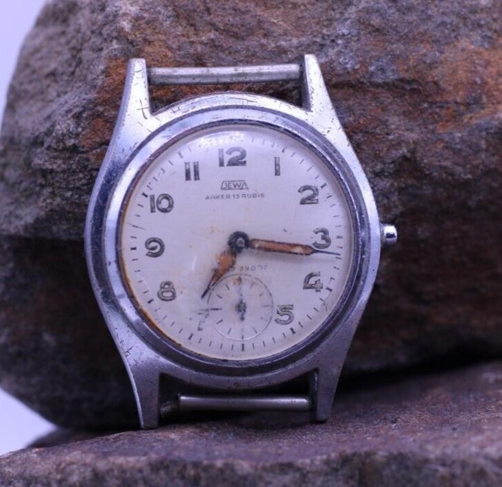 1940s GEWA 15j SWISS MEN’S MILITARY WRIST WATCH 29.7mm 16.3mm LUG AS 984 (CM)