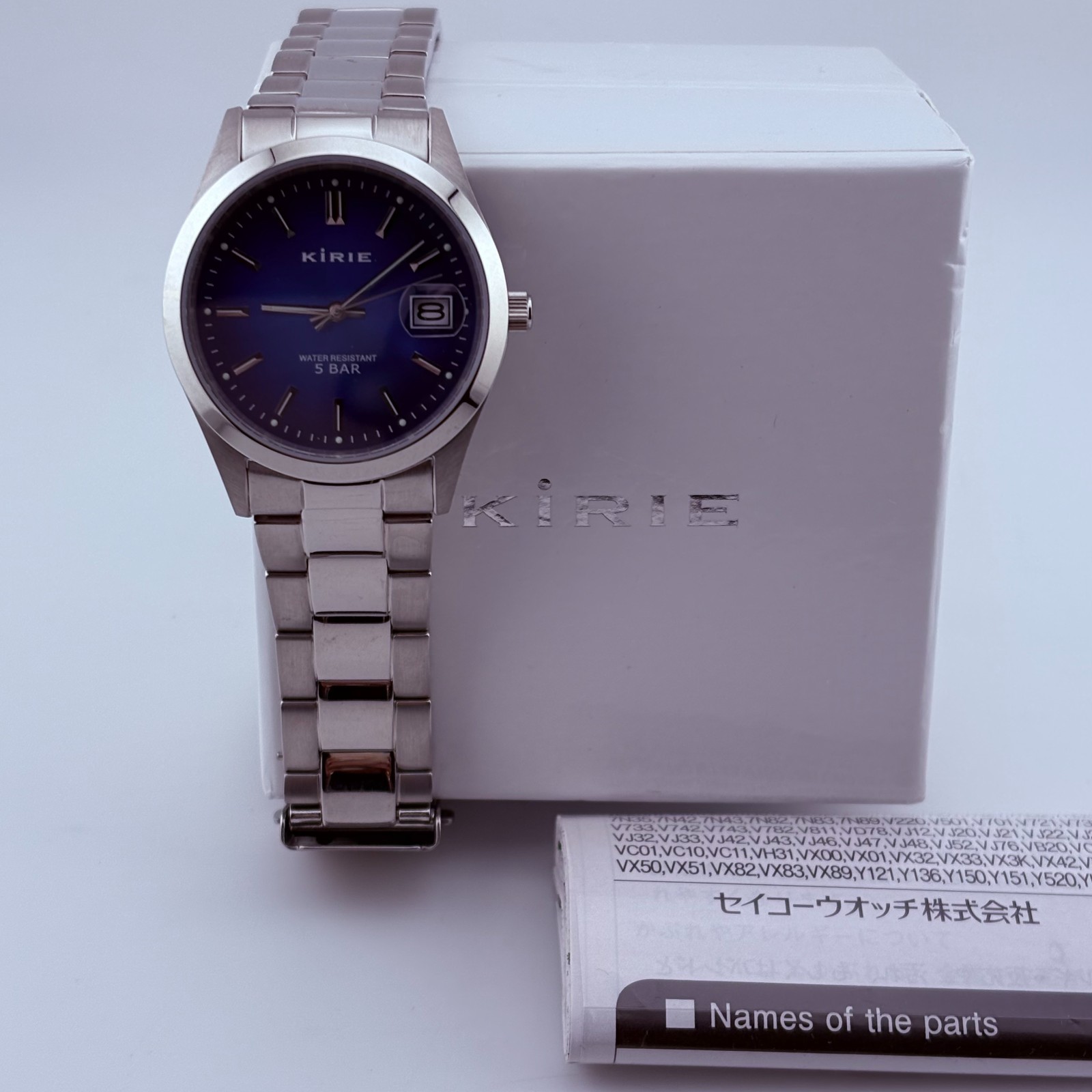 SEIKO KiRIE VX42-K320 Quartz Faulty clasp blue dial battery replaced 36.8mm