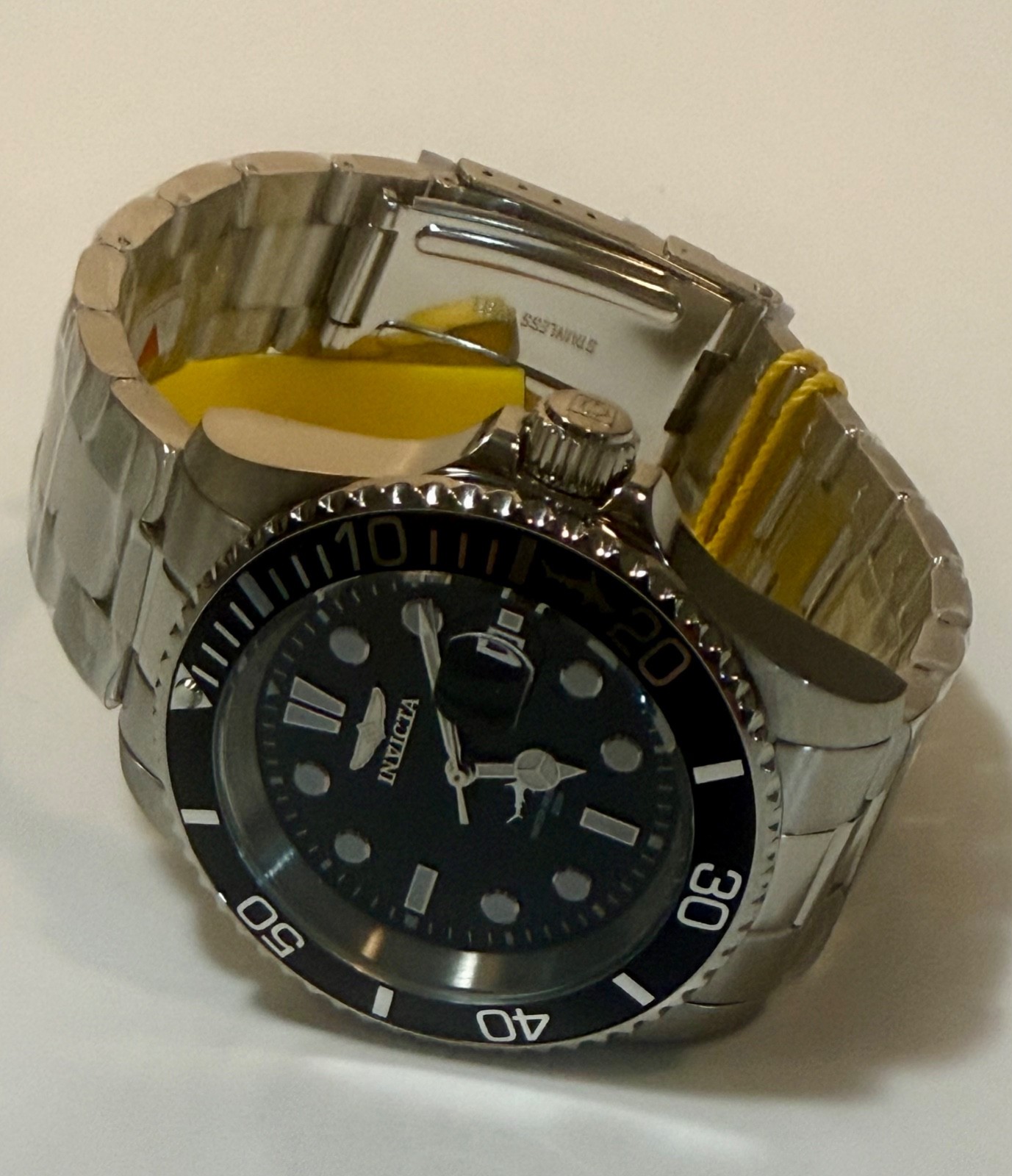 Invicta Pro Diver 42mm Black Dial Bezel Stainless Steel Mens Quartz Watch 50824