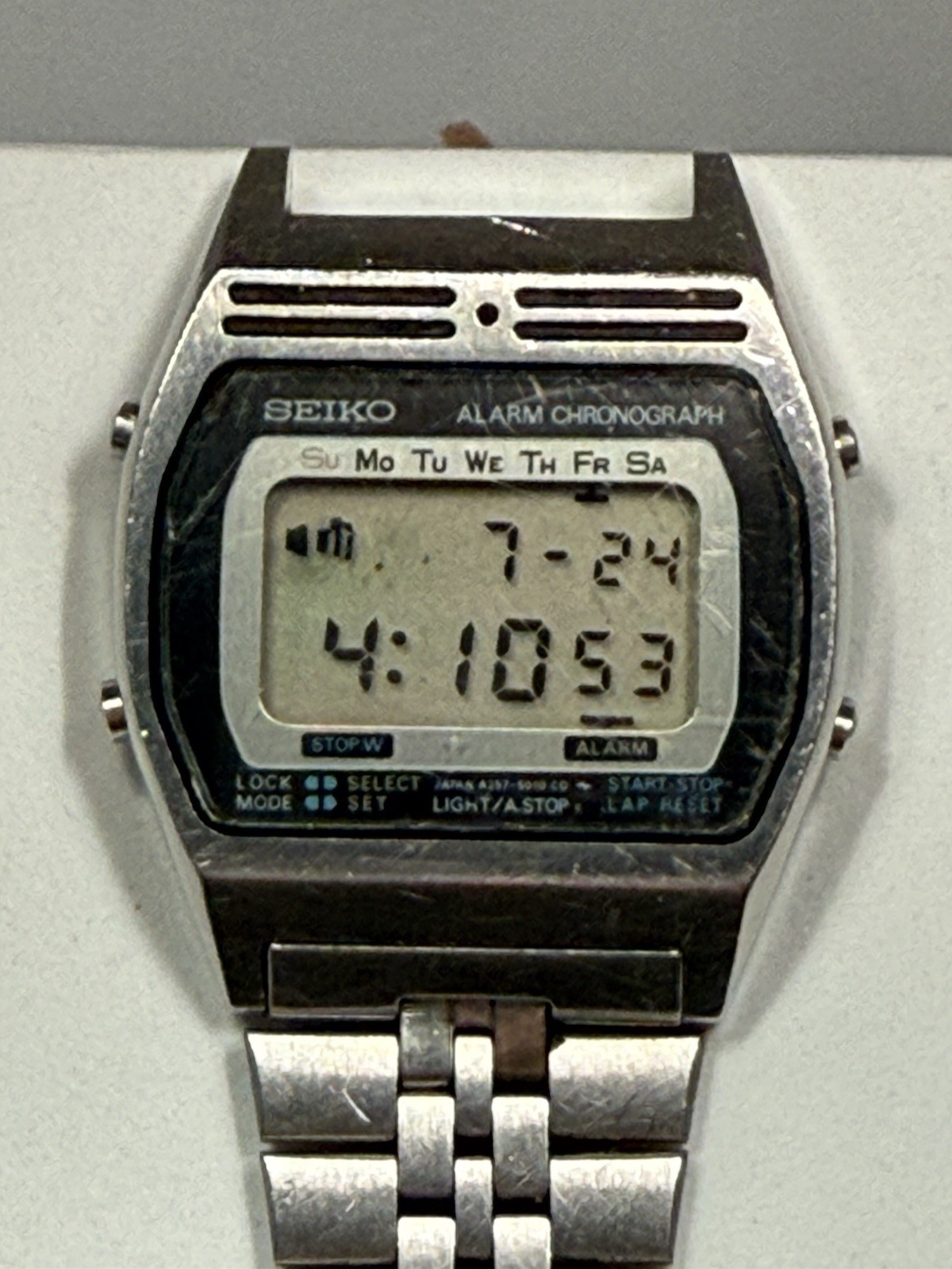 Seiko A257‑5010 Alarm Chronograph Digital Stainless Steel — Tested‑Working
