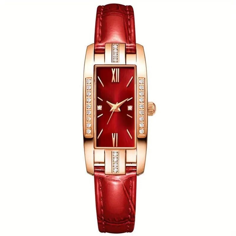 Relojes cuarzo esfera cuadrada números romanospulsera diamantes imitación mujer